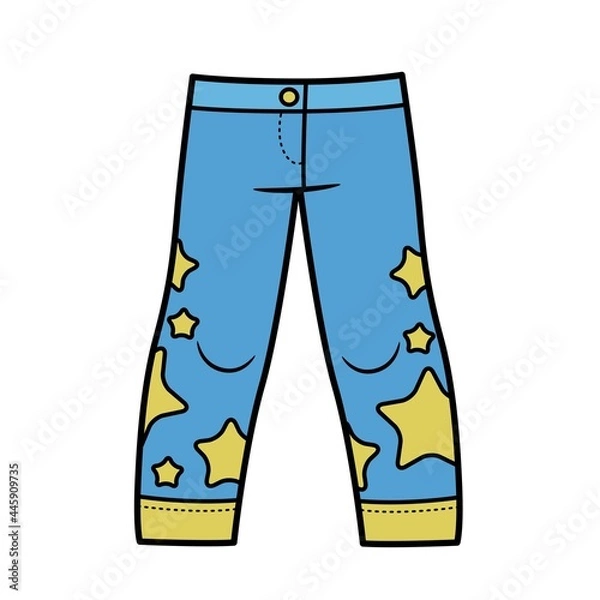 Fototapeta Pants with star applique for girls color variation for coloring page isolated on white background