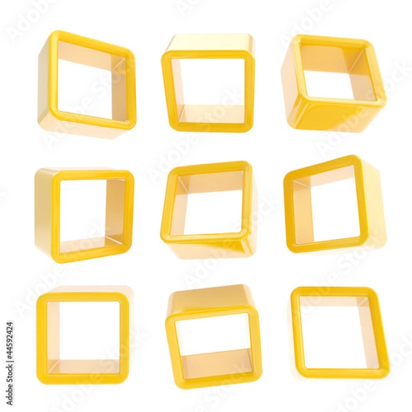 Fototapeta Copyspace cube square shelf boxes isolated