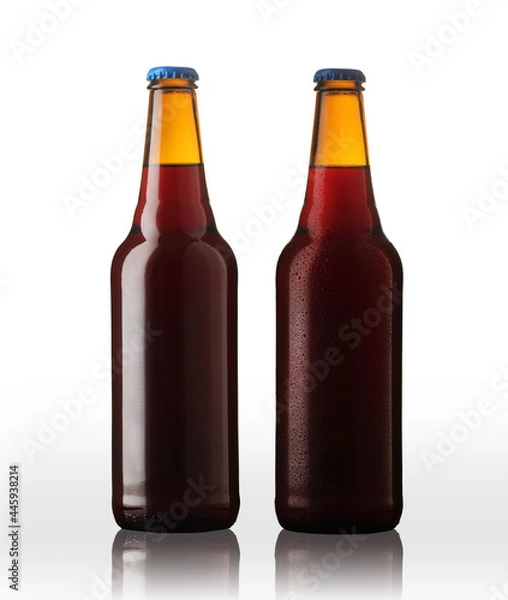 Fototapeta two bottles of cherry beer side by side