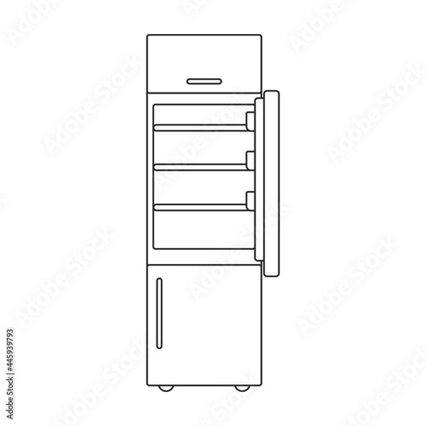 Fototapeta Freezer vector outline icon. Vector illustration refrigerator fridge on white background. Isolated outline illustration icon of freezer.
