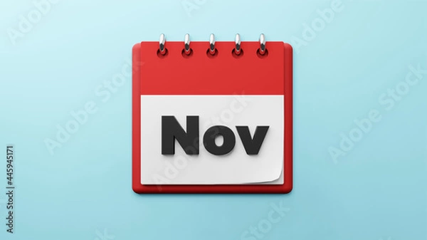 Obraz Nov on  paper desk  calendar  3d rendering