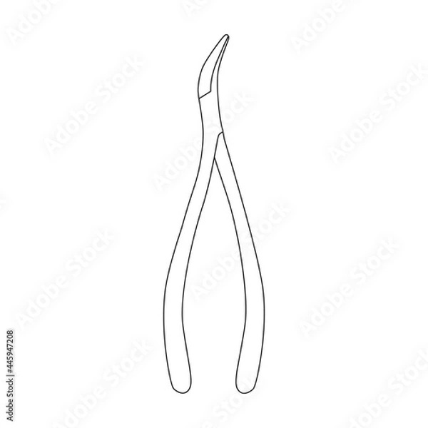 Fototapeta Medical forceps vector outline icon. Vector illustration clamp on white background. Isolated outline illustration icon of medical forceps.