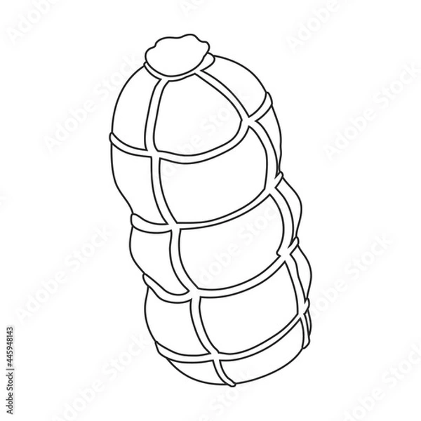Fototapeta Sausage vector outline icon. Vector illustration meat on white background. Isolated outline illustration icon of sausage, .
