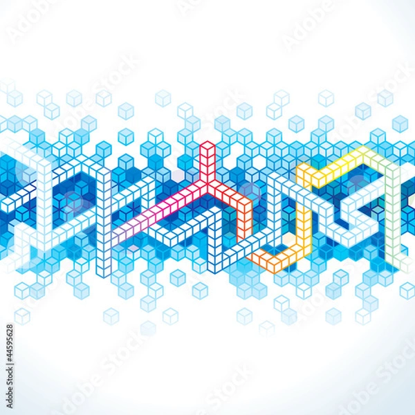 Fototapeta Abstract digital background, blocks structure connections.