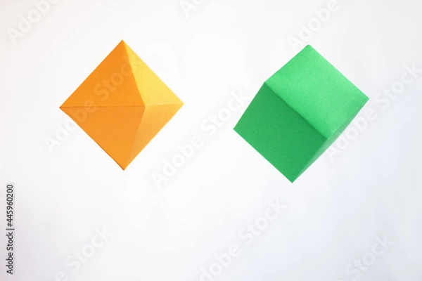 Fototapeta Rhombus and cube in 3 dimensions on white