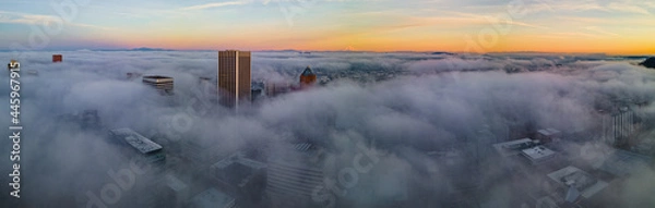 Obraz Foggy Sunset in Portland Oregon