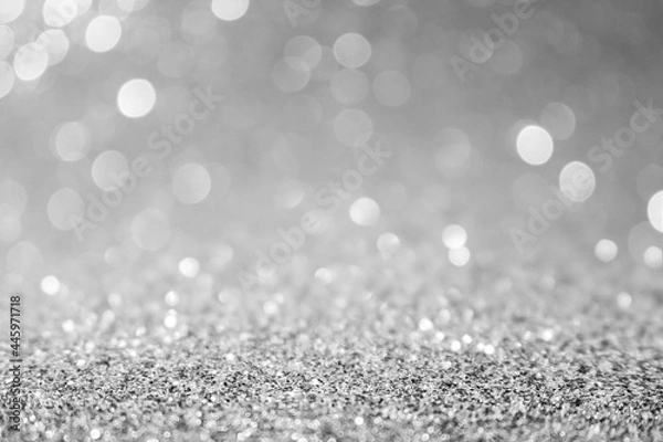 Obraz Silver background Abstract Bokeh Christmas.