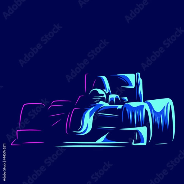 Fototapeta Formula one sport race line potrait logo colorful design with dark background. Isolated navy background. 