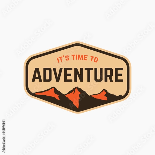 Fototapeta Adventure badge mountain explore patch sticker emblem logo illustration