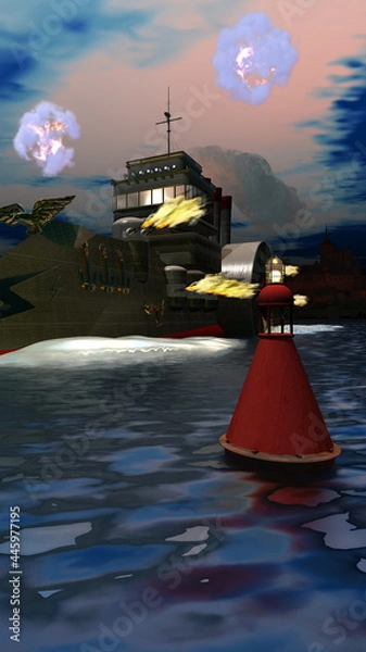 Obraz Steampunk Cruiser: Night Combat