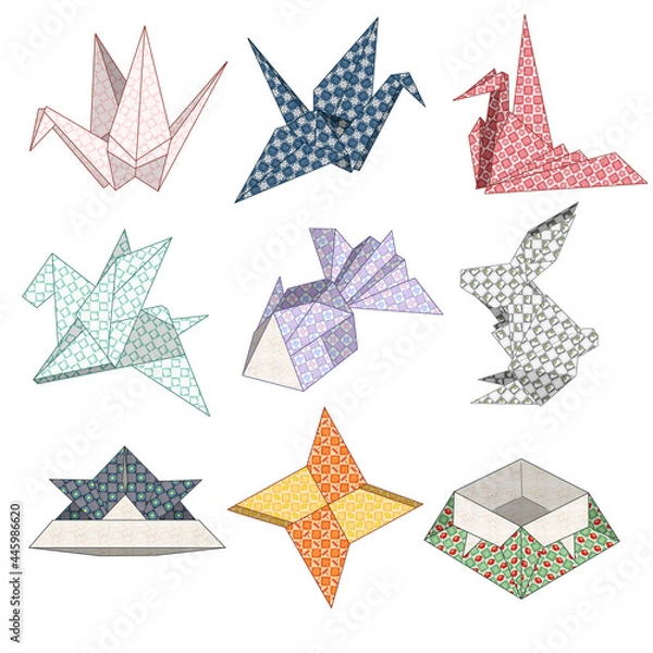 Obraz アイコン　折り紙いろいろ（水彩市松）