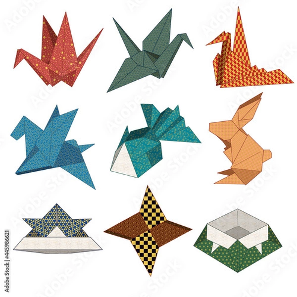 Obraz アイコン　折り紙いろいろ（金箔柄）