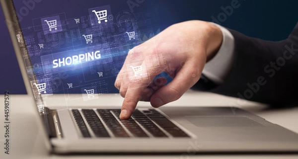 Fototapeta Businessman working on laptop concept