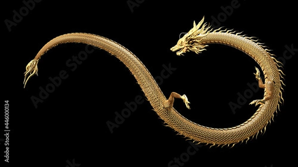 Fototapeta Chinese dragon pose include alpha path with 3d rendering.