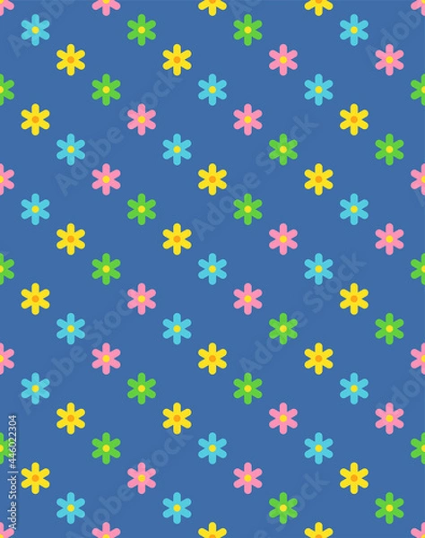 Fototapeta Japanese Colorful Cute Star Flower Vector Seamless Pattern