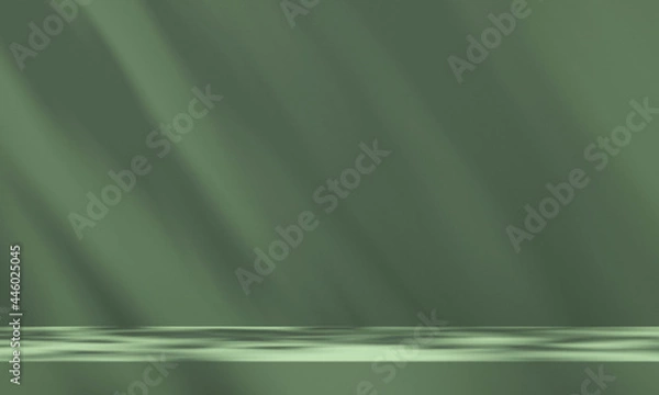 Fototapeta 3D green product podium display with green background and tree shadow,summer product mockup background,3D render illustration