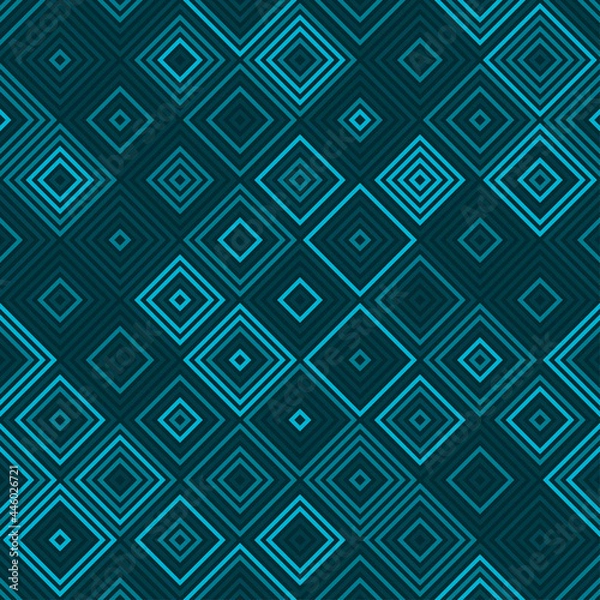 Fototapeta Seamless diamond vibrant toned teal pattern vector background