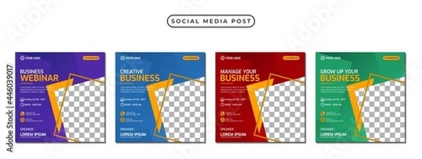 Fototapeta Collection of social media post banner template design. Perfect for business webinar, marketing webinar, online class program, etc