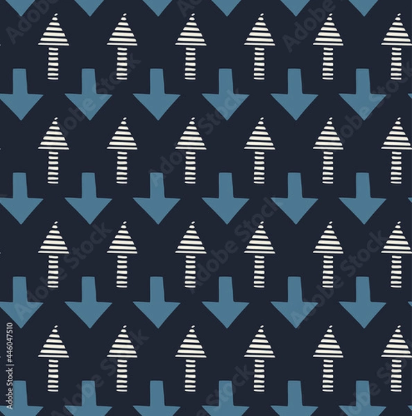 Obraz Doodle arrows patterns. Hand drawn dark blue seamless background