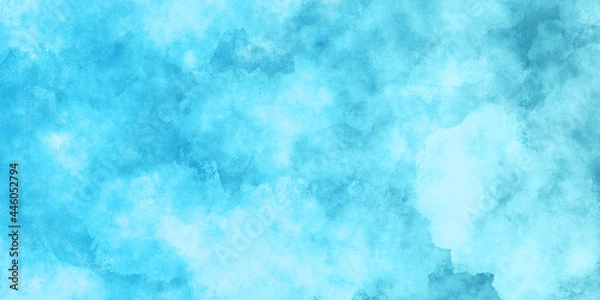 Fototapeta 青色、水色の水彩の筆の跡、背景素材、テクスチャ