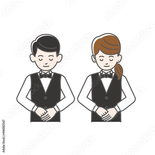 Fototapeta お辞儀をしているウエイターとウエイトレス