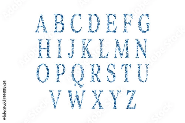 Obraz 青い模様のフォント