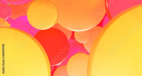 Fototapeta Abstract bright composition of multi-colored disks of different sizes. 3d rendering.
