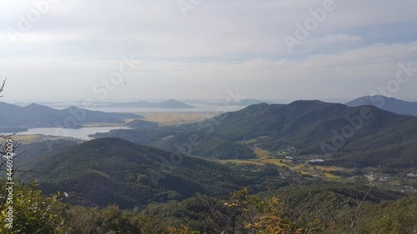 Obraz 한국 산 정상에서 바라본 풍경