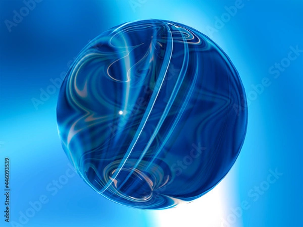 Fototapeta Abstract composition of a bright blue sphere. 3d rendering.