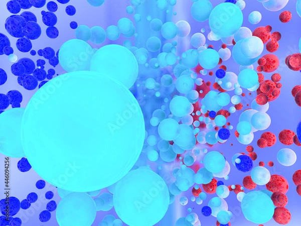 Fototapeta Abstract composition of multicolored spheres of different sizes. 3d rendering.