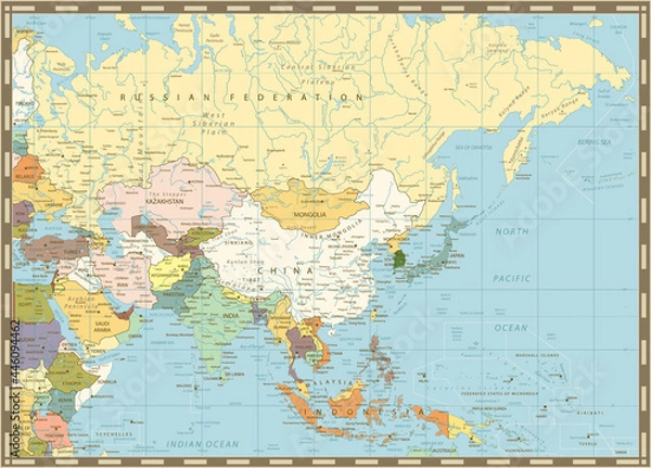 Obraz Old retro map of Asia