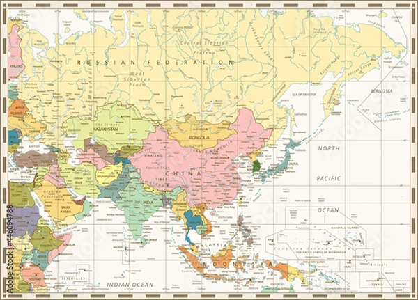 Fototapeta Stara mapa vintage Asia