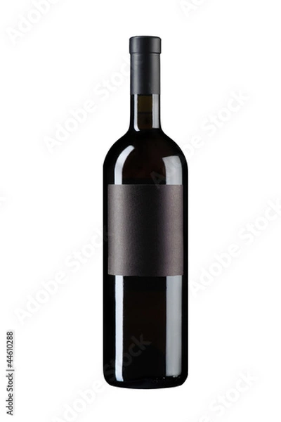 Obraz Black wine bottle on white