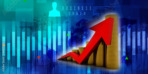 Fototapeta 3d rendering Stock market online business concept. business Graph with gold coin