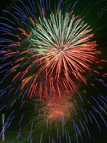 Fototapeta Night celebration fireworks upon dark sky 036