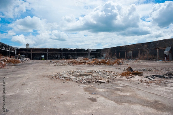 Fototapeta The area abandoned after the fire.