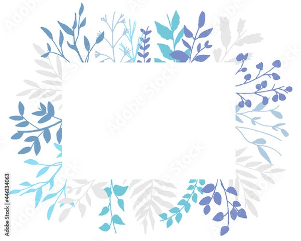 Fototapeta 夏カラーの草木ベクターイラスト。イラスト装飾フレーム。　Summer color vegetation vector illustration. Illustration decoration frame.