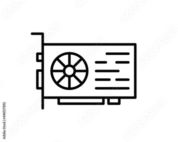 Obraz GPU line icon, sign or symbol. Premium pictogram in trendy outline style. GPU pixel perfect vector icon isolated on a white background.