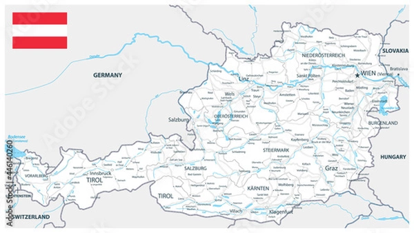 Obraz Austria Map White Color