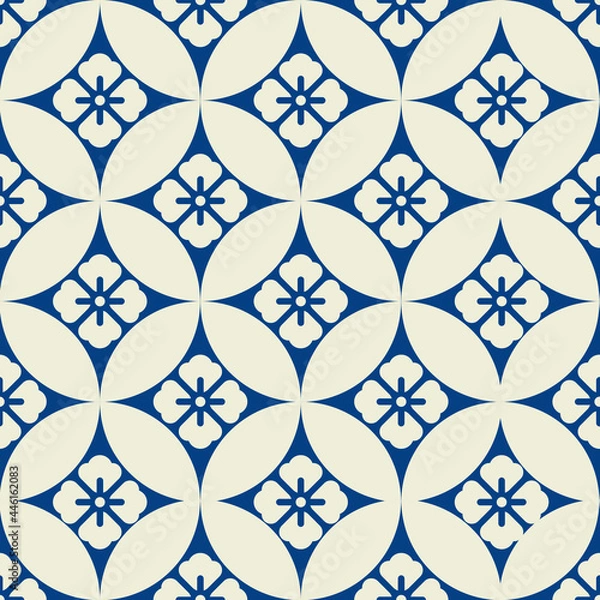 Fototapeta seamless pattern, japanese art surface design for fabric scarf tiles and decor