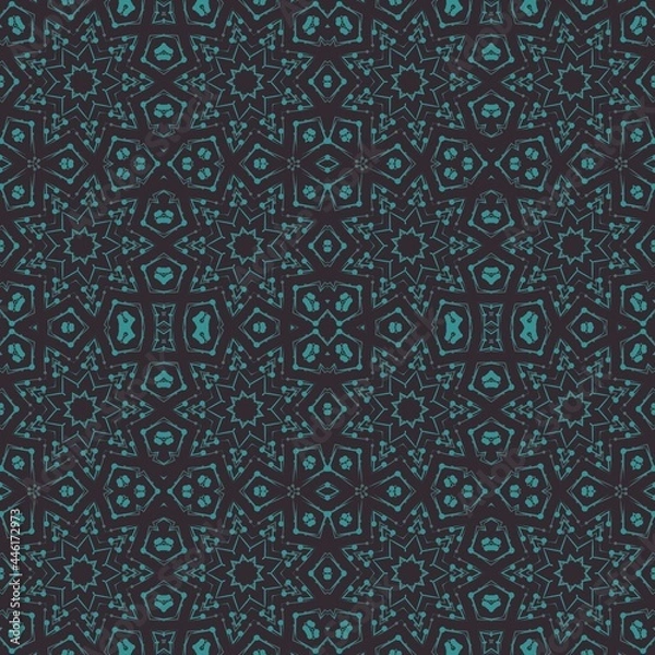 Fototapeta seamless blue tiled pattern on dark background 