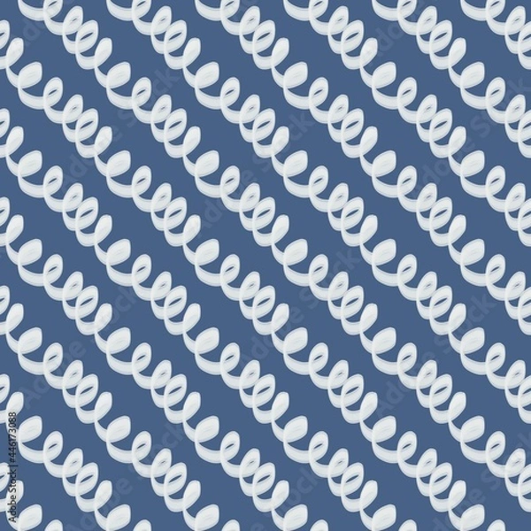 Obraz seamless pattern with white knitted diagonal stripes on a blue background 
