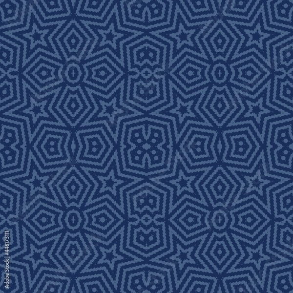Fototapeta abstract seamless tiled pattern with stars on blue background 