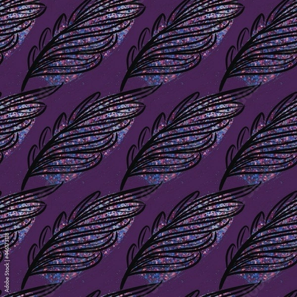 Fototapeta abstract seamless pattern with purple feathers 