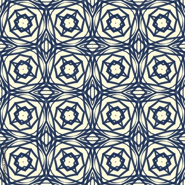 Obraz seamless pattern with blue lines waves on light background 
