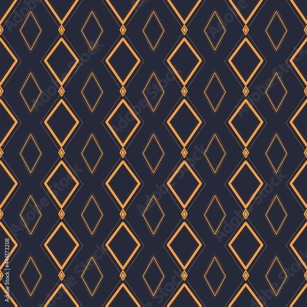 Obraz abstract seamless pattern with gold rhombuses on a dark background 