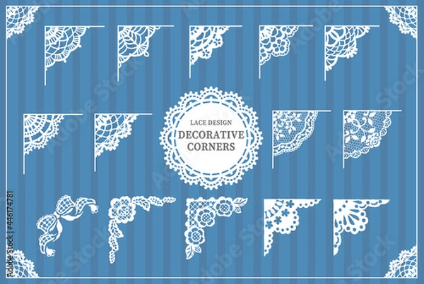 Obraz フレーム用コーナー。アンティークなレース風。ベクター素材。