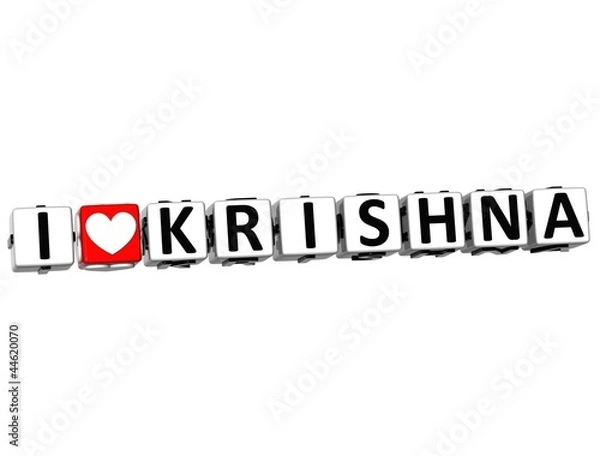 Obraz 3D I Love Krishna Button Click Here Block Text