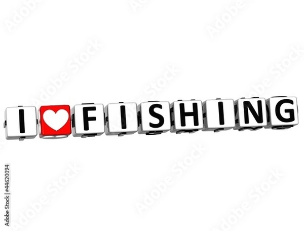 Obraz 3D I Love Fishing Button Click Here Block Text