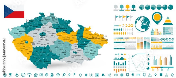 Obraz Czech Republic Map and Infographics design elements
